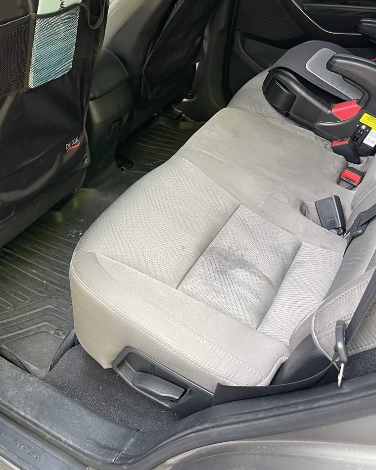 Same car interior before detailing
